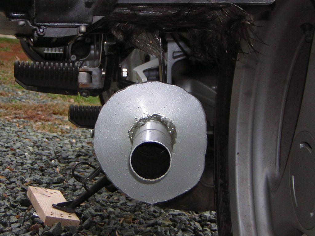 BMW muffler repaired on bike