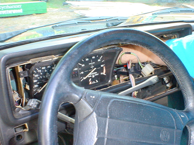 VW Cabriolet, body shop, over spray, mistake