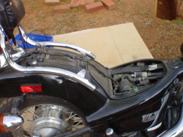 Honda Shadow, turn signal, move, relocate, sissy bar